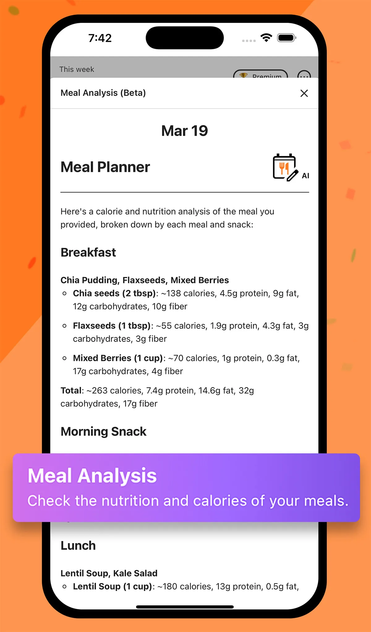 MealLog calendar screen